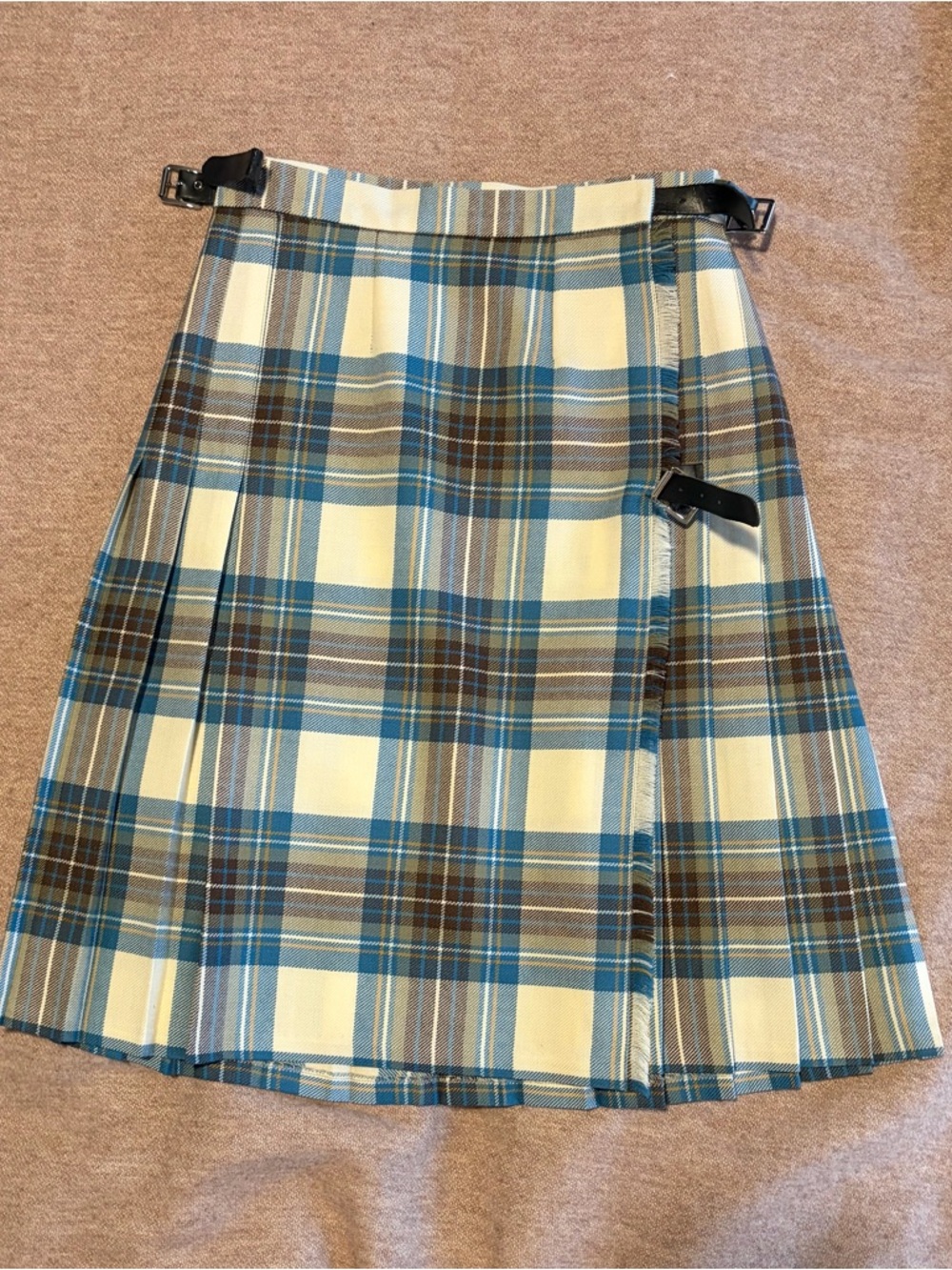 Wool Scottish plaid kilt skirt